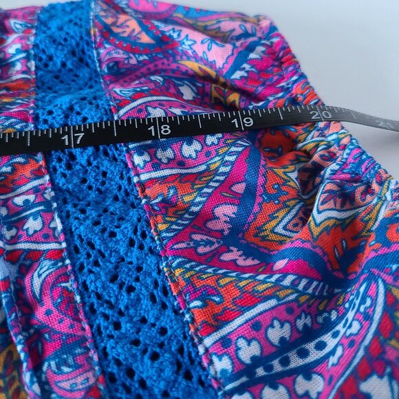 PLUS SIZE RUBY ROAD BRIGHT BLOOMS LACE TRIM PAISLEY BLOUSE SIZE 2X KEYHOLE NECK - Picture 8 of 14